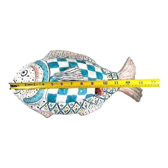 Vintage Italian Italy Ceramic Fish Soup Tureen Bowl Hand Painted Ladle Large 13” - Picture 9 of 11